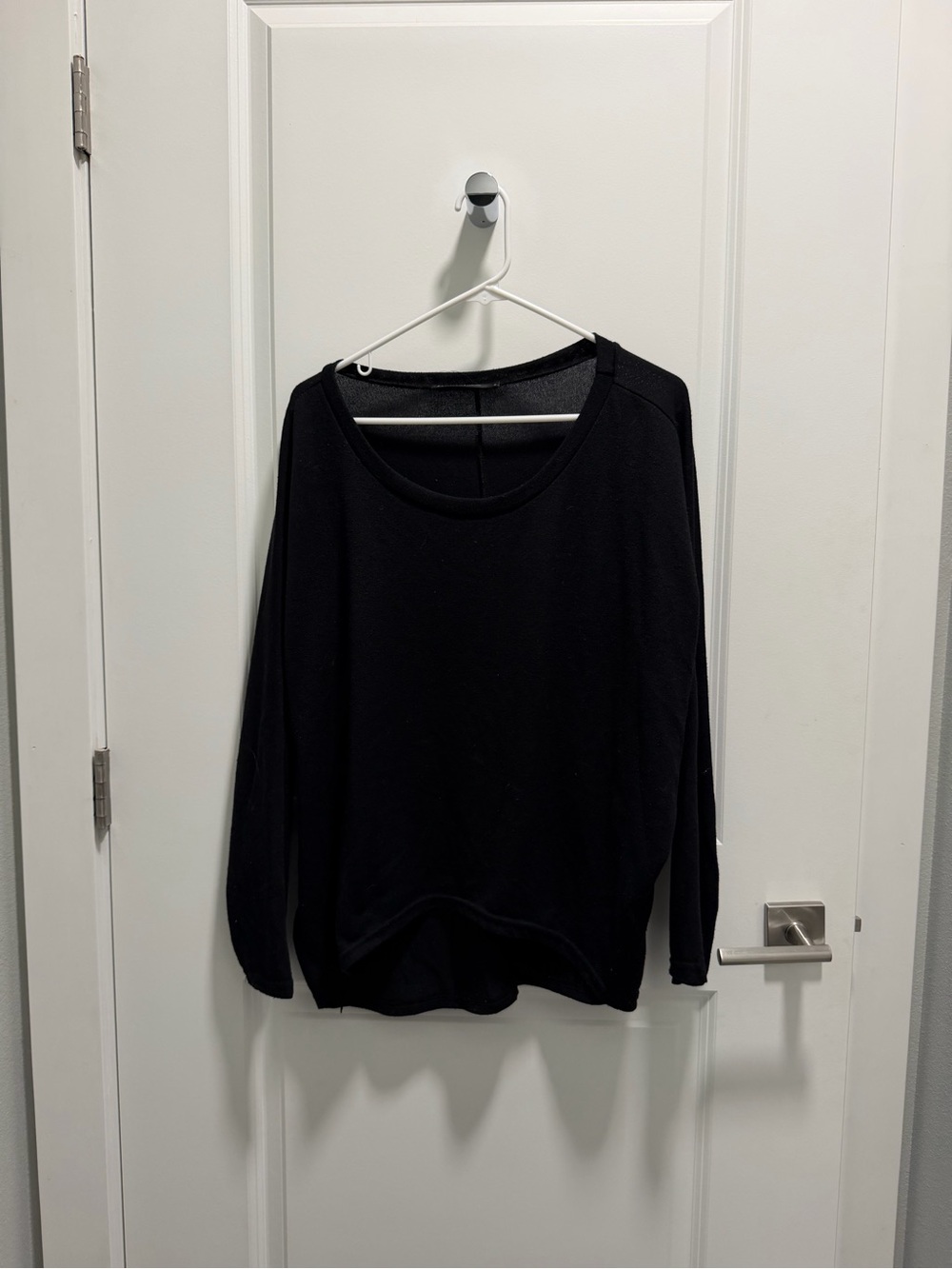 Zanzea Black Long-Sleeve Scoop Neck Sweatshirt